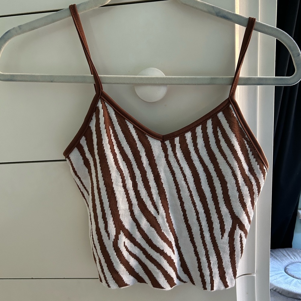 Beginning Boutique “Adalee Crop Top Zebra” S/M